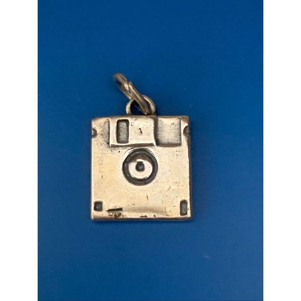 .925 Computer Disk Sterling Silver Jewelry Charm #occupation #computer accessory
